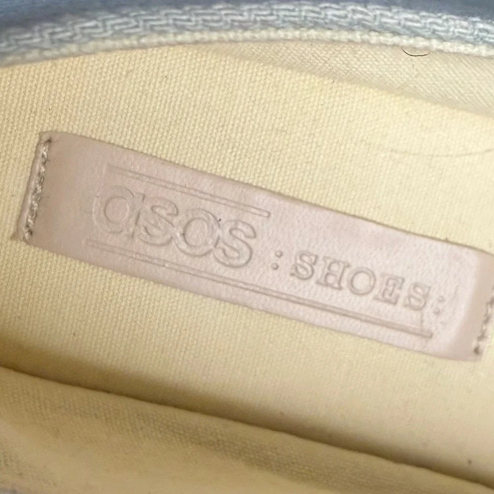 NWOT ASOS Blue Denim Black Cap‎ Toe Espadrille Flat Shoes Women's Size 7